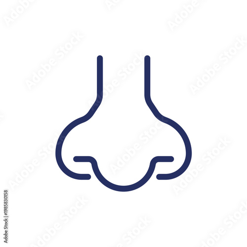 Nose pixel perfect linear ui icon. Sensory and respiratory system. Facial part of human body. GUI, UX design. Outline isolated user interface element for app and web. Editable stroke. Arial font used