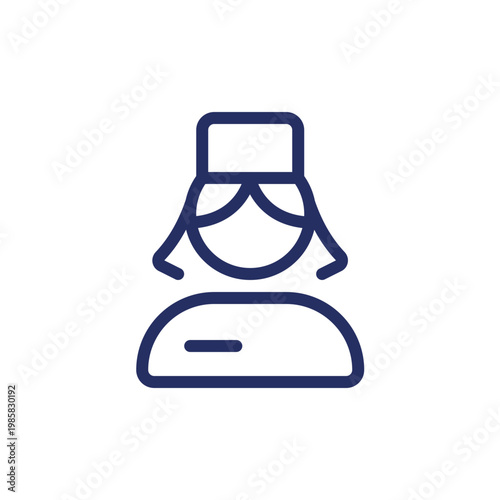 Nurse pixel perfect linear ui icon. Professional assistant. First aid. Female doctor. GUI, UX design. Outline isolated user interface element for app and web. Editable stroke. Arial font used
