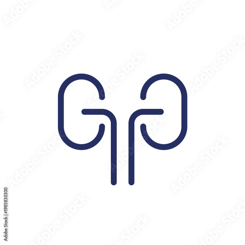 Kidneys pixel perfect linear ui icon. Organ transplantation. Checkup of urinary system. GUI, UX design. Outline isolated user interface element for app and web. Editable stroke. Arial font used