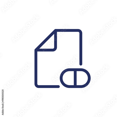 Electronic prescription pixel perfect linear ui icon. Digital record. Medication for patient. GUI, UX design. Outline isolated user interface element for app and web. Editable stroke. Arial font used