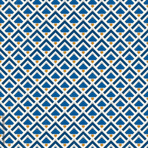 Arrows, scales seamless pattern. Ethnic, tribal print. Squama, chevrons ornament. Repeated arrowhead, triangular shapes background. Native americans ornamental wallpaper. Vector abstract digital paper