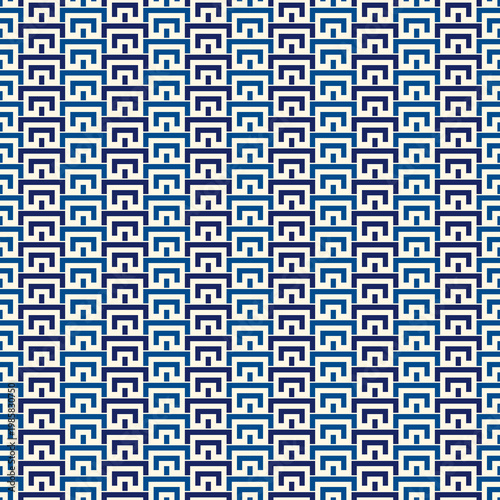 Geometric seamless pattern. Geo surface print. Repeated arcs, brackets motif. Oriental ornamental background. Ancient mosaic wallpaper. Ethnic, tribal ornament. Vector artistic abstract backdrop