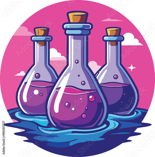 laboratory flask with liquid
