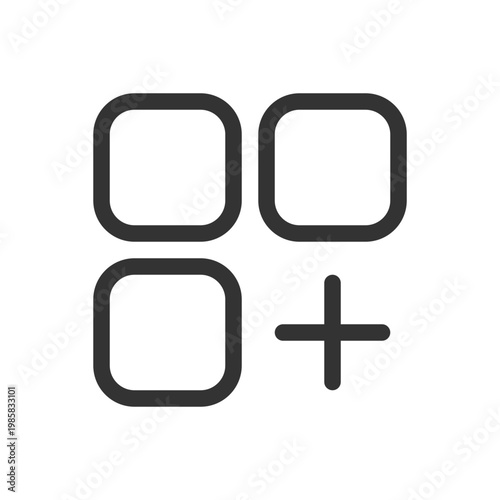 Menu with add option pixel perfect linear ui icon. Website functions. Communication. GUI, UX design. Outline isolated user interface element for app and web. Editable stroke. Poppins font used