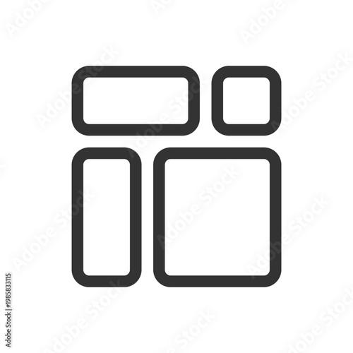 Content blocks pixel perfect linear ui icon. Webpage elements arrangement. Web design. GUI, UX design. Outline isolated user interface element for app and web. Editable stroke. Poppins font used