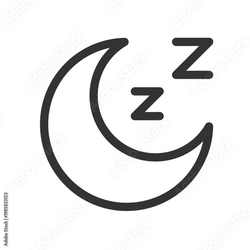 Sleep pixel perfect linear ui icon. Sleeping mode. Muted sound. Do not disturb. Bedtime. GUI, UX design. Outline isolated user interface element for app and web. Editable stroke. Arial font used