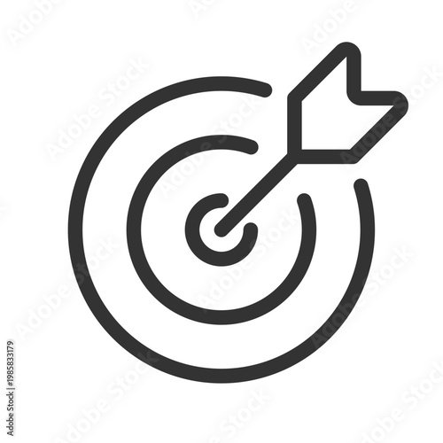 Target pixel perfect linear ui icon. Goal achievement. Sport competition. Entertaining game. GUI, UX design. Outline isolated user interface element for app and web. Editable stroke. Arial font used