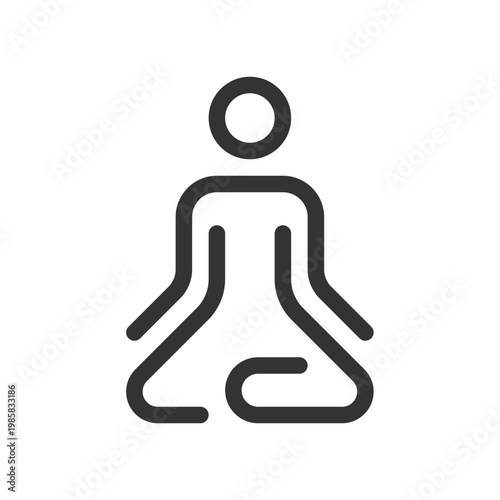 Meditation pixel perfect linear ui icon. Lotus position. Calmness and harmony. Relaxation. GUI, UX design. Outline isolated user interface element for app and web. Editable stroke. Arial font used