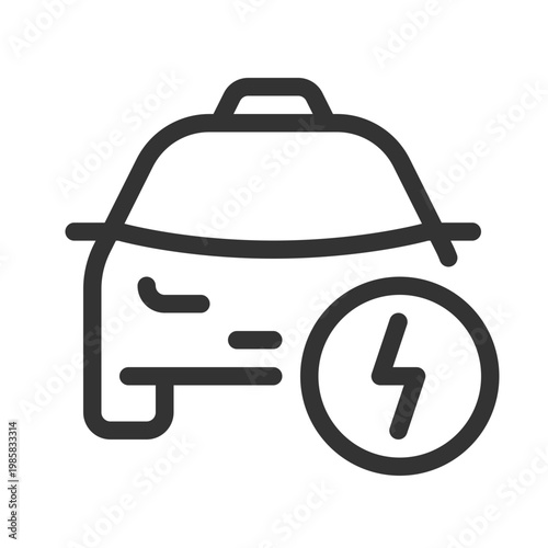 Taxi and lightning pixel perfect linear ui icon. Potential danger. Notification for passenger. GUI, UX design. Outline isolated user interface element for app and web. Editable stroke. Arial font used