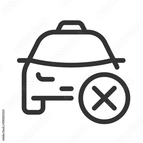 Rejected taxi order pixel perfect linear ui icon. Access to transport. Online service. GUI, UX design. Outline isolated user interface element for app and web. Editable stroke. Arial font used
