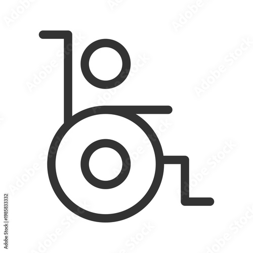 Person with disability pixel perfect linear ui icon. Figure sitting in wheelchair. GUI, UX design. Outline isolated user interface element for app and web. Editable stroke. Arial font used