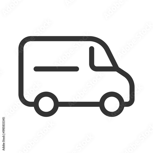 Van pixel perfect linear ui icon. Small cargo automobile. Transportation service for customer. GUI, UX design. Outline isolated user interface element for app and web. Editable stroke. Arial font used