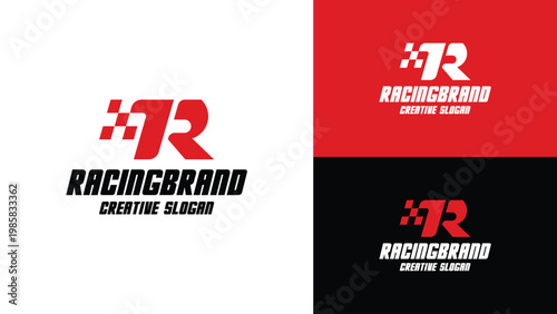 Abstract Letter R Sport Logo Design for Car Racing Championship Speed Performance and Automotive Industry Branding