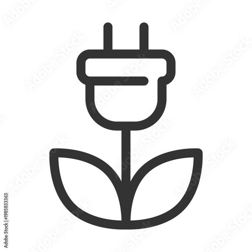 Green electricity pixel perfect linear ui icon. Sustainable power source. Energy generation. GUI, UX design. Outline isolated user interface element for app and web. Editable stroke. Arial font used