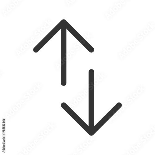 Up and down directions pixel perfect linear ui icon. Webpage control instruments. GUI, UX design. Outline isolated user interface element for app and web. Editable stroke. Arial font used