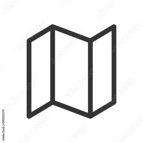 Folding brochure pixel perfect linear ui icon. Booklet for customers. Advertisement. GUI, UX design. Outline isolated user interface element for app and web. Editable stroke. Arial font used