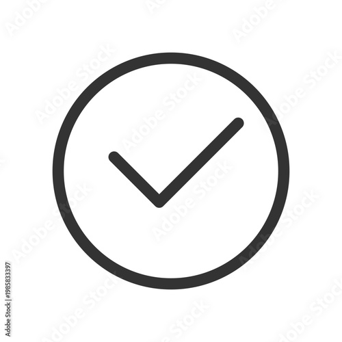 Tick in circle pixel perfect linear ui icon. Approval checkmark. Voting button in website. GUI, UX design. Outline isolated user interface element for app and web. Editable stroke. Arial font used