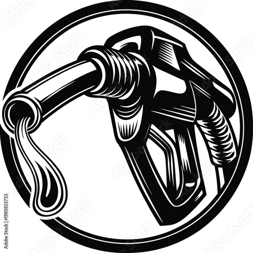 Vintage Illustration of a Fuel Pump Nozzle in Detailed Line Art Style Vector, illustration