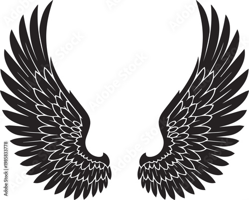 The majestic depiction of eagle wings showcasing intricate feather detailing and natural elegance Vector, illustration