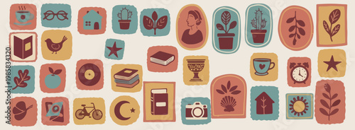 Vintage portrait frame pattern, antique objects aesthetic art, retro museum gallery vector, classic home decor illustration, nostalgia background pattern design, old world charm graphics, historical a