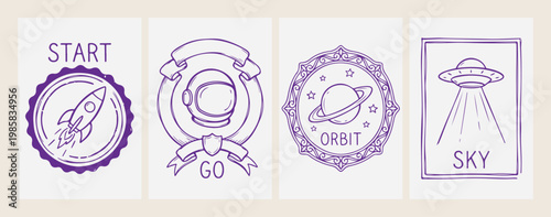 Astronaut mission go icon, orbit planet space symbol, cosmic exploration badge art, minimalist astronaut helmet illustration, future space travel vector, galaxy orbit mission logo, science adventure b