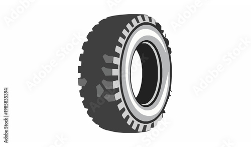 Mud terrain tire flat vector isolated on white background off road tyre icon with bold tread design