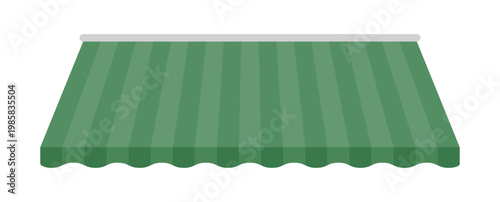カフェ風の緑色ストライプのシンプルな屋根のイラスト - お店やブースのオーニングのデザインパーツ素材