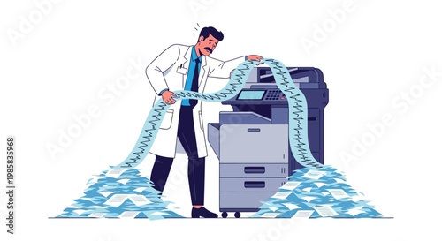 Two Professionals Operate Large Money Printing Machine Demonstrating Cash Management Practices in a Business Setting.