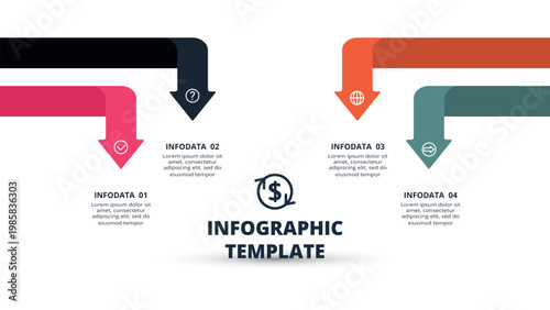 Next Level Infographics infographic with 4 steps, options, parts or processes. Template for web 