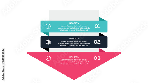 Next Level Infographics infographic with 3 steps, options, parts or processes. Template for web 