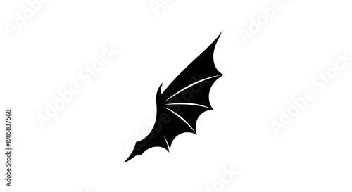Black Bat Wing Silhouette on White Background - Gothic, Halloween, Fantasy Element