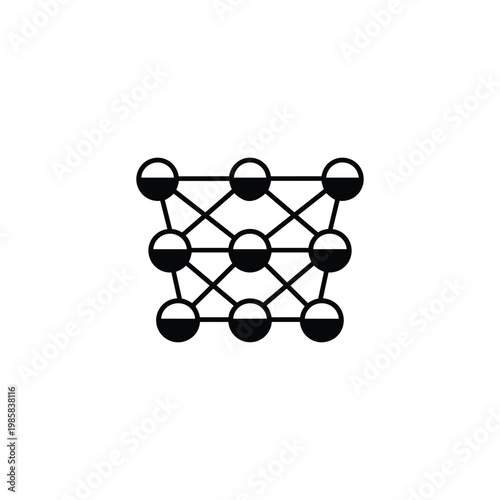 Abstract map network icon, map grid and map connection black and white vector