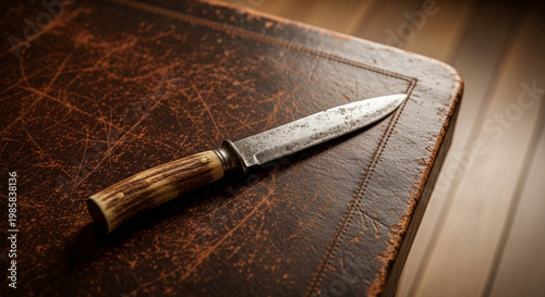 knife on a wooden table, old knife on a wooden table, knife on a wooden table background