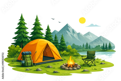 outdoor camping, lake retreat, camping by the lake, nature getaway, tent camping, lakeside view, outdoor adventure, camping scene, wilderness retreat, scenic landscape, travel destination, forest lake