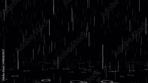 シェイプモーションの雨と波紋、4K画質、背景透過のループ映像素材
