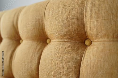 Textured Mustard Yellow Tufted Upholstery Detail