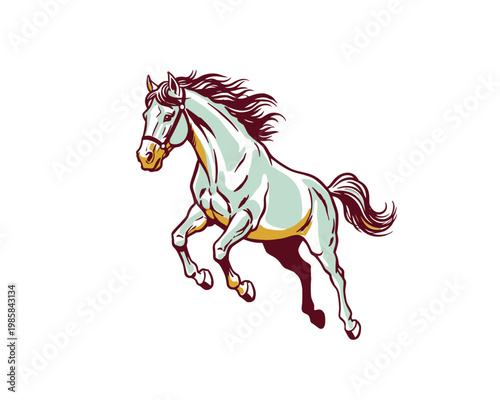 Galloping horse illustration for t-shirt design, artistic equine vector graphic for posters, stickers, apparel, and creative animal art projects
