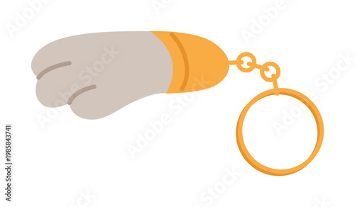 Isolated lucky rabbit foot keychain symbol for good fortune and superstition vector illustration