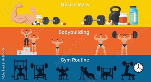 Bodybuilding Muscle Mass Gym Routine Weightlifting Exercise Fitness Supplementation Training Workout Lifestyle Sport Strength Healthy