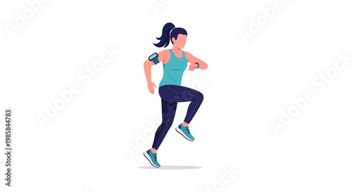 A woman athlete running and exercising in sportswear. EPS Editable. Vector Illustrations.