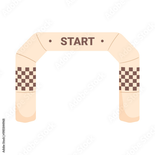 Inflatable start line arch with checkered pattern on white isolated background vector illustration