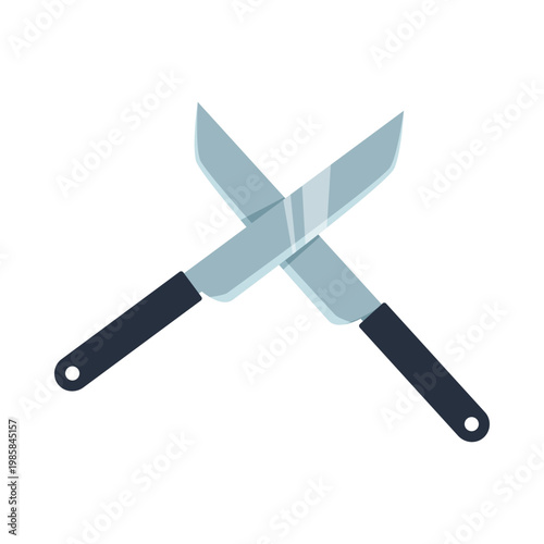 Fotografie Two crossed knives representing an unlucky symbol on a white isolated background