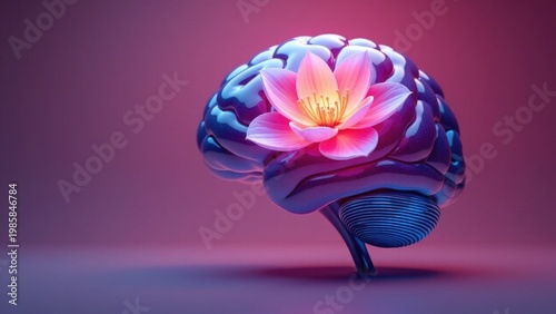 A pink flower sits atop a metallic surface, adding a pop of color to the scene