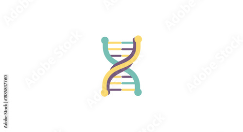 DNA Helix Vector Illustration, Minimalist Science Icon for Genetics Research and Biotechnology Concepts, Flat Modern Graphic Design Element
