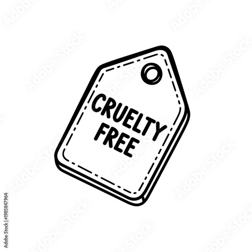 Cruelty free tag illustration with simple design in black and white  