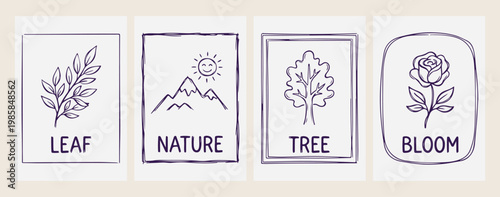 Nature mountain sun sketch, green tree forest illustration, outdoor landscape line art, minimalist wilderness scenery badge, eco friendly nature logo, hiking adventure travel symbol, environmental con