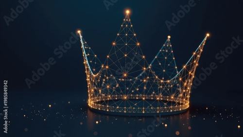 A geometric pattern featuring a crown design made up of lines and dots on a dark background, great for use in graphic designs or illustrations