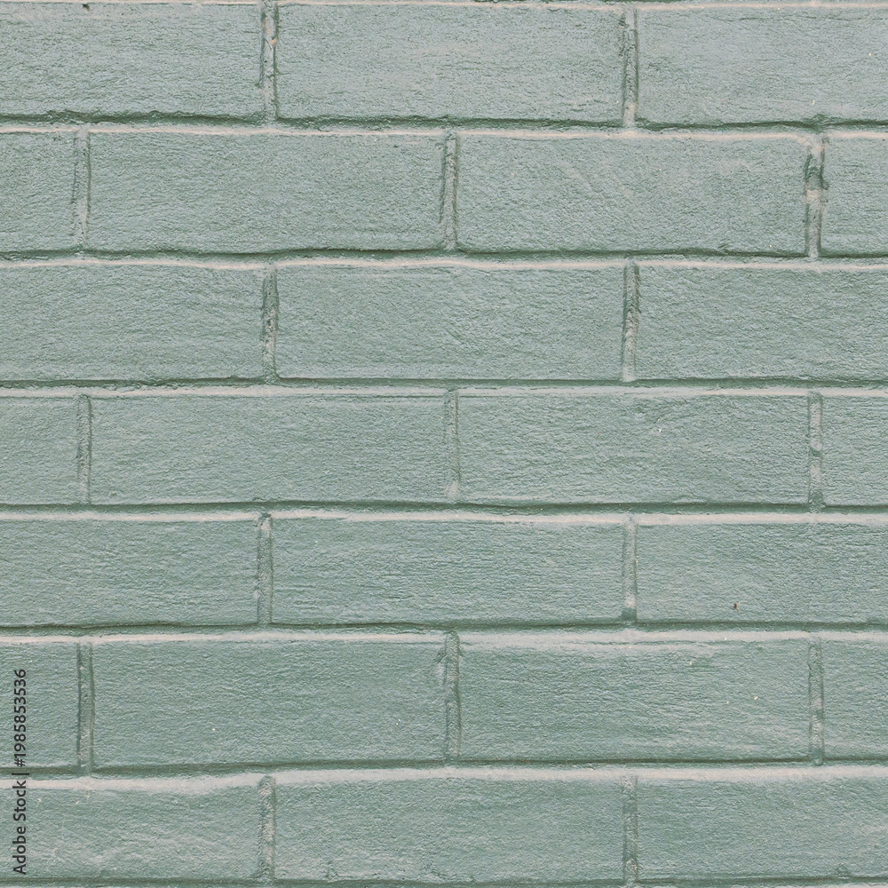 Obraz premium Green Painted Brick Wall Texture Background
