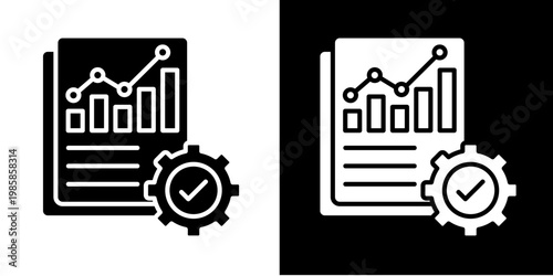 Business Metrics Icon Set White Glyph Style Collection 