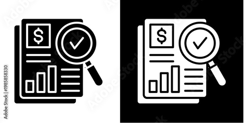Revenue Analysis Icon Set White Glyph Style Collection 